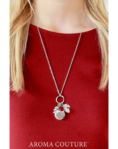 Garnet & Leaves Diffuser Necklace 30" - Aroma Couture™